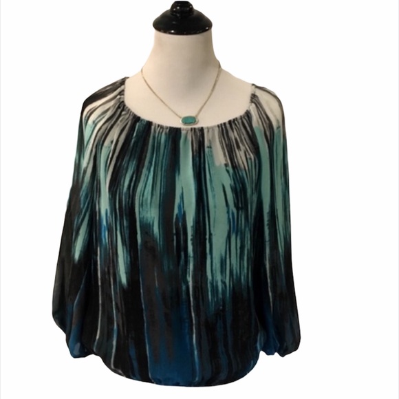 Vince Camuto Blue  brush strokes blouse - Size XS - Picture 1 of 10